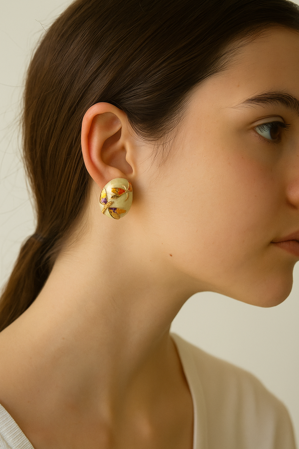 Dragonfly Oval Shaped Stud Earrings