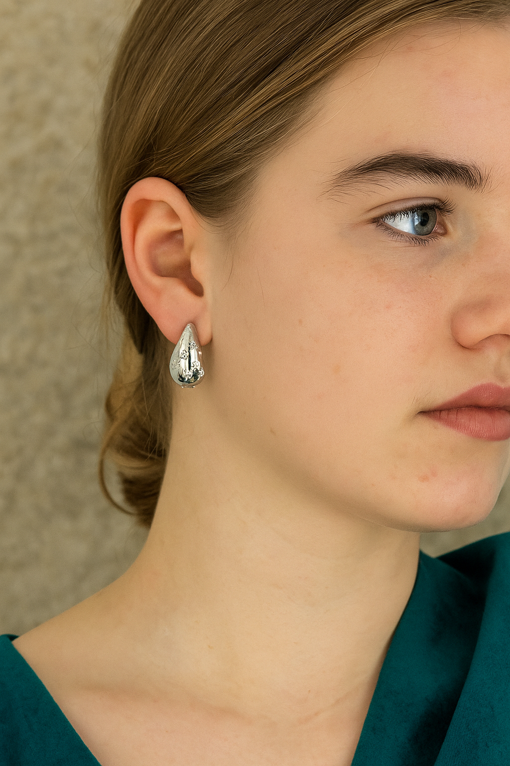 18k White Gold Plated Start Dot Earrings Tear Drop Ear Jewelry