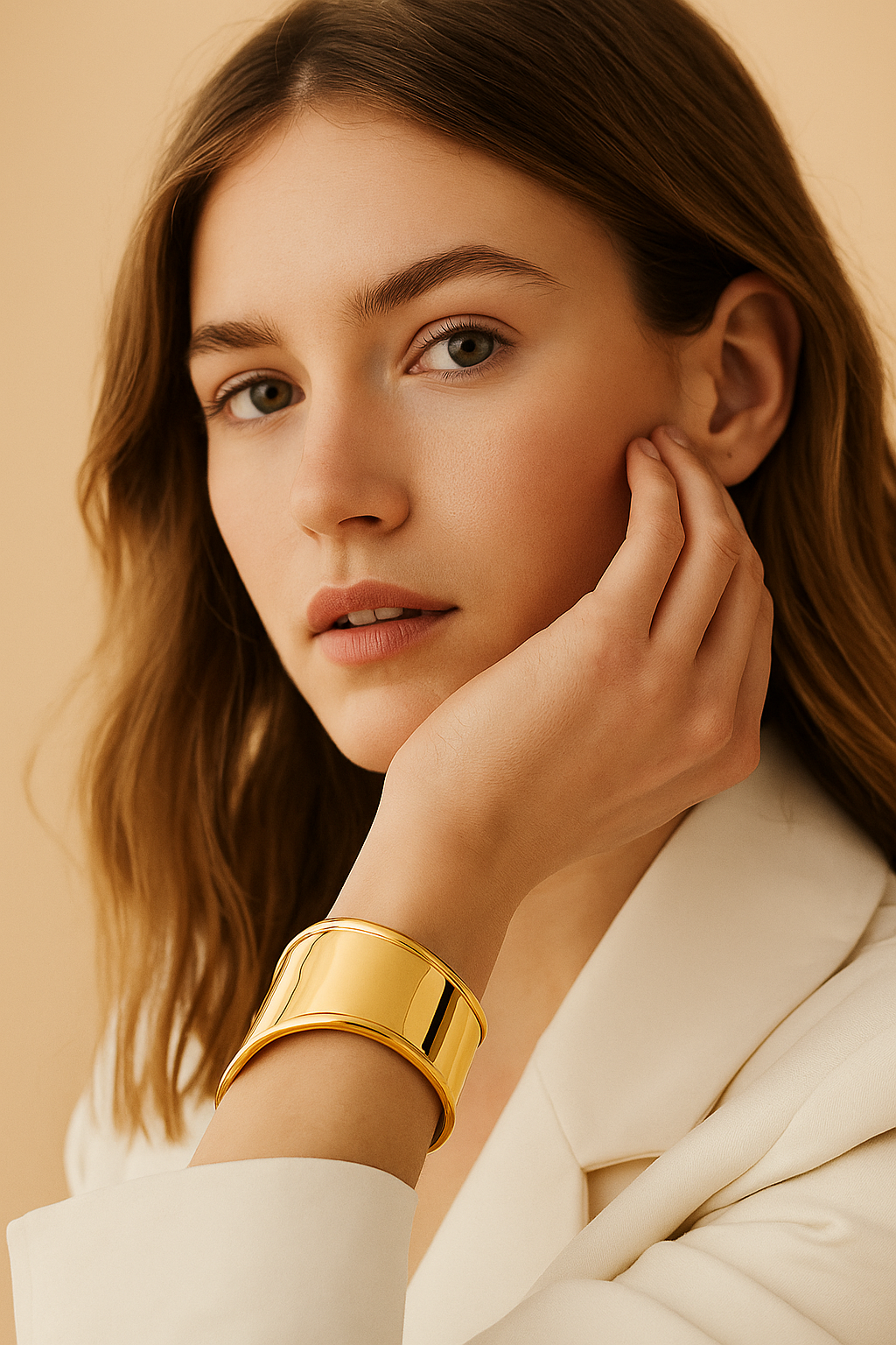 Abstract 18K Gold Statement Cuff Bracelet