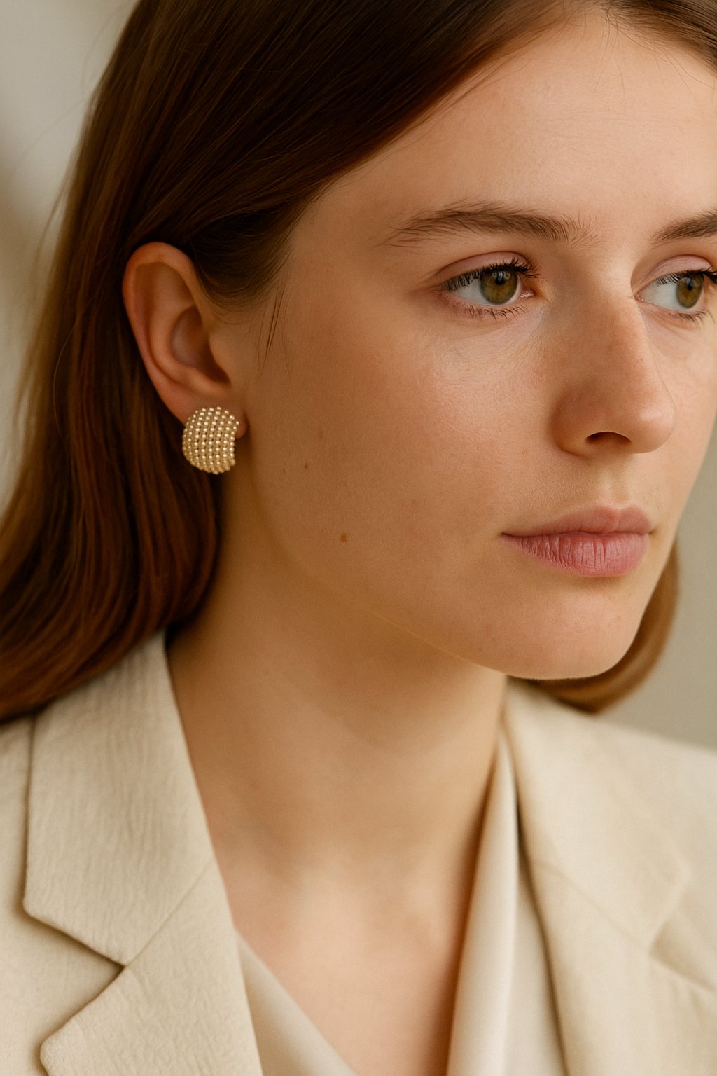 Water Drop C Shape Earrings Pearl 18K Gold Plated Tear Drop Waterdrop Earrings