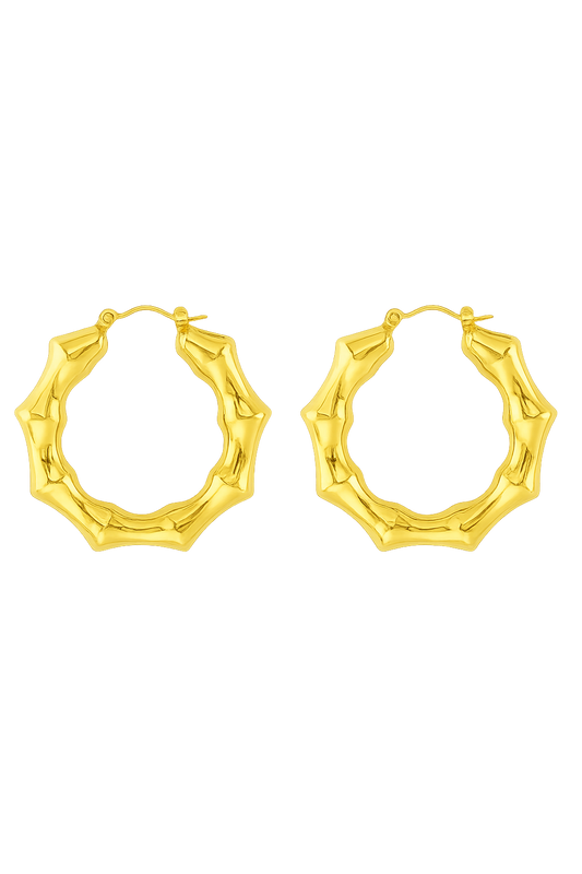 18K Gold Plated Bamboo Hoop Earrings