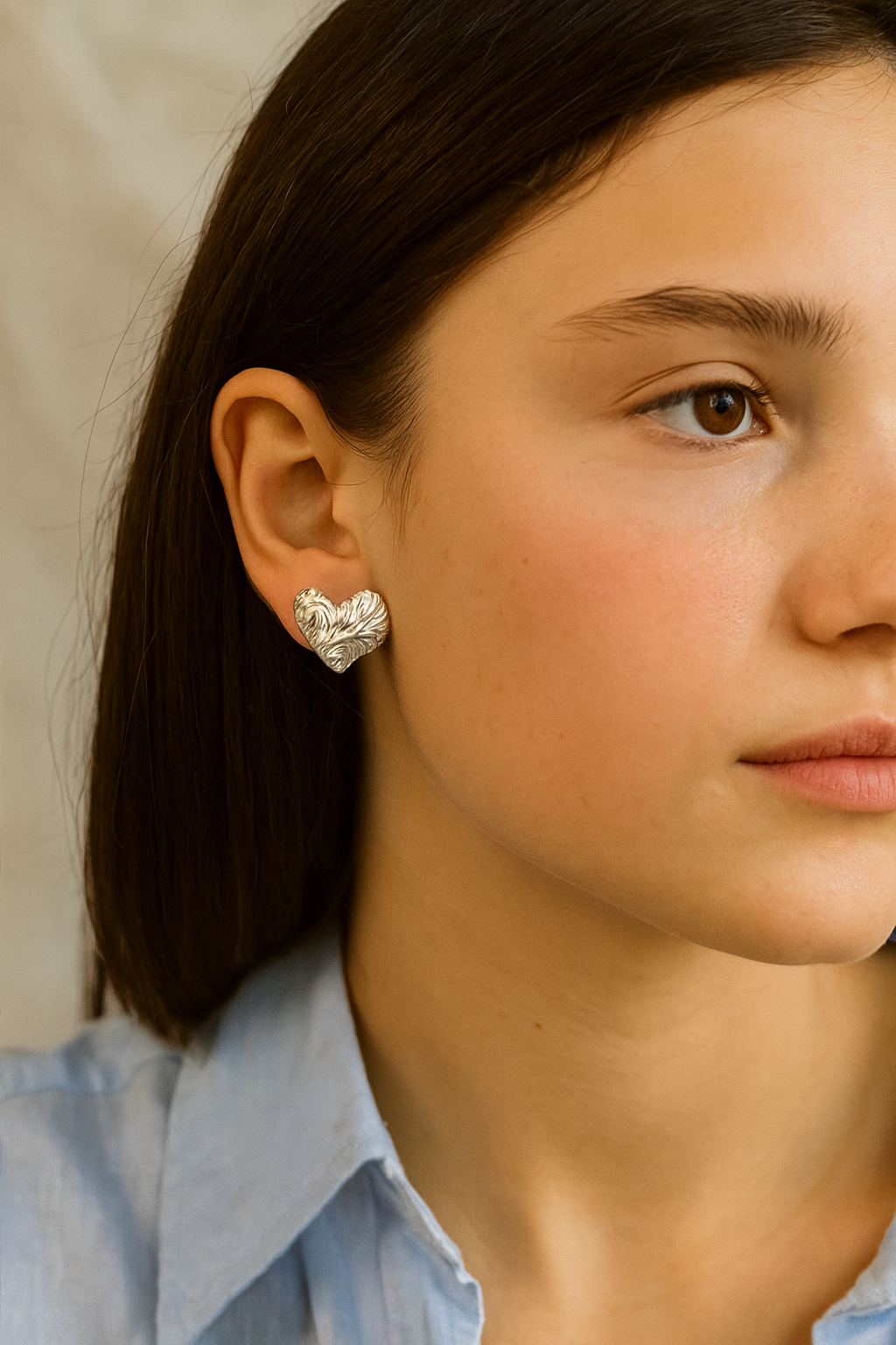 18K gold, 304 stainless stell, heart shaped ear studs