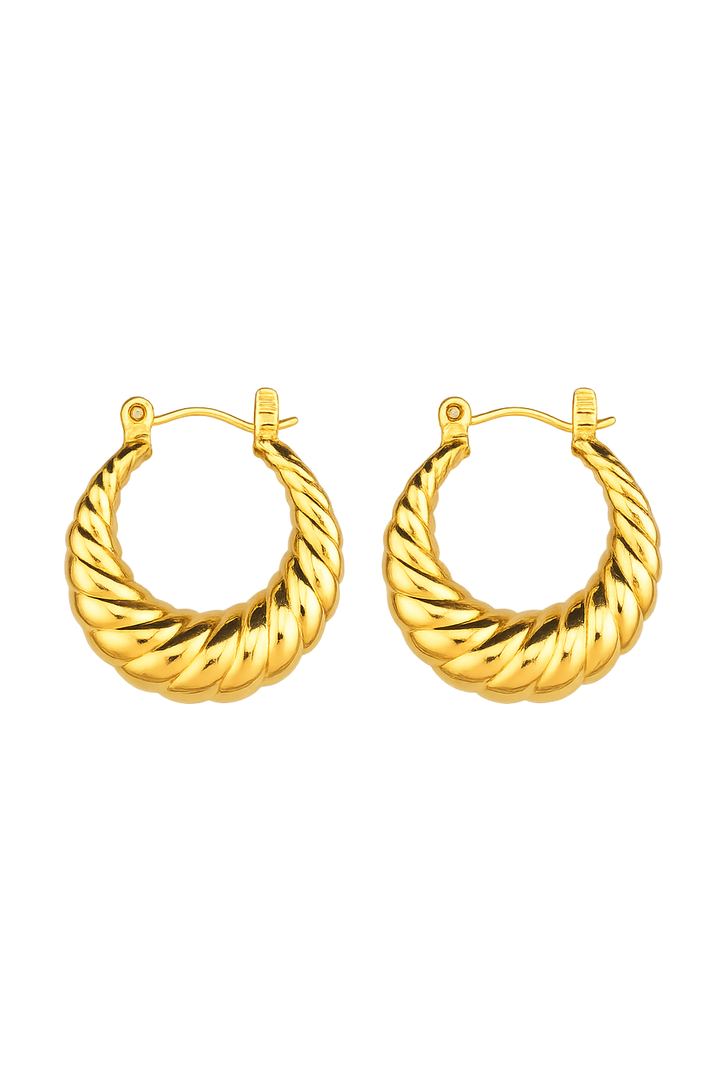 18K Gold Plated Bull Horn Shaped Earrings With 18k Gold Plating, Allergy-free