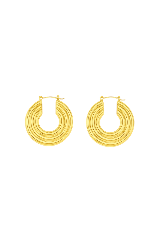Stainless Steel Round Gold Color Hoop Earrings Charm Big Metal Anti Allergic Fashion Jewelry Waterproof
