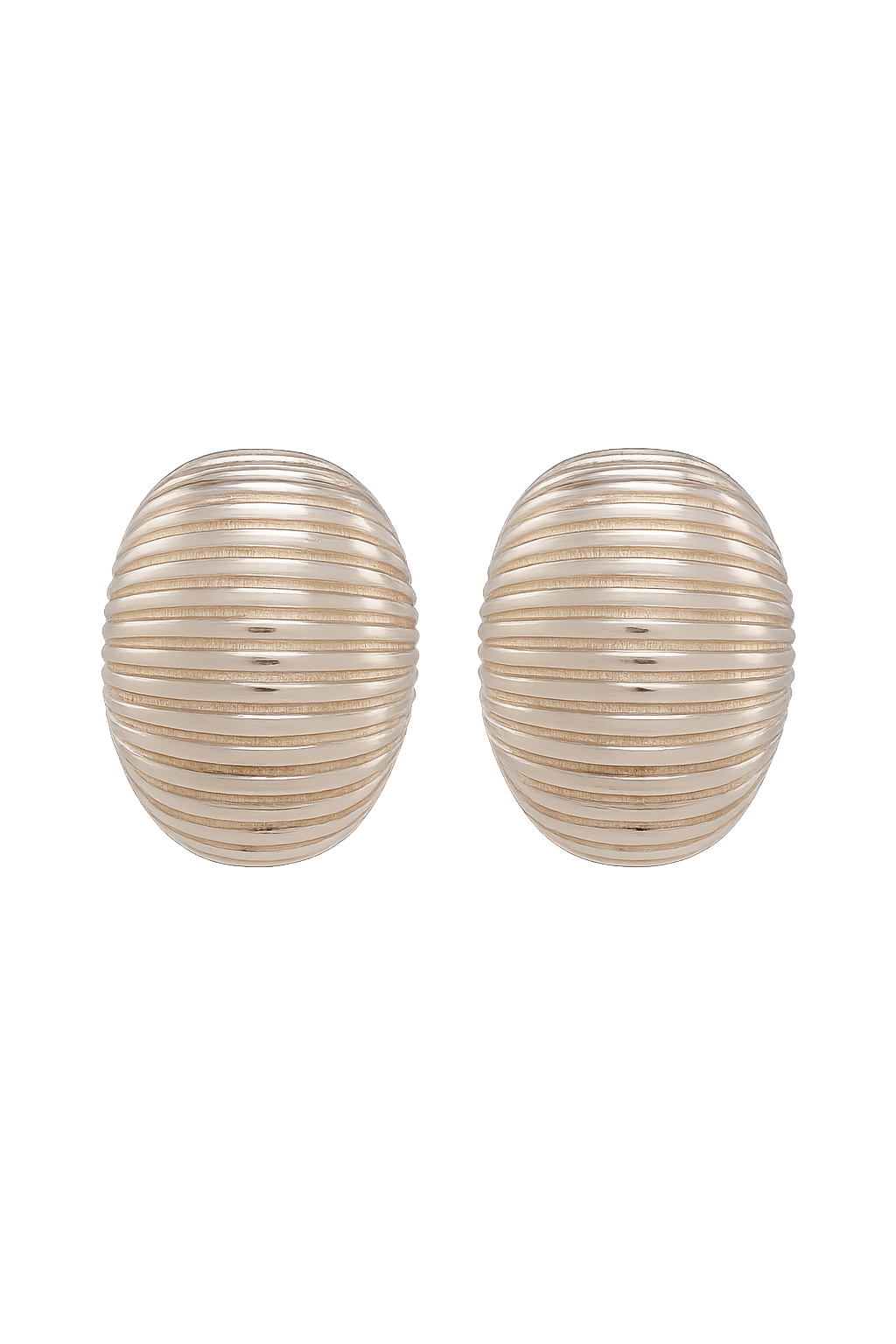 Cross-Grain Oval Carapace Stainless Steel Earrings