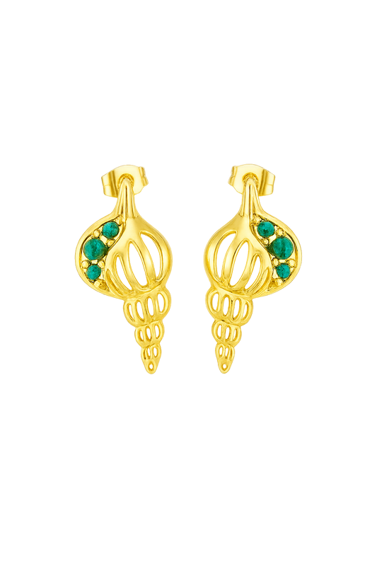 IG Style Conch 304 Stainless Steel 18K Gold Plated Ear Studs