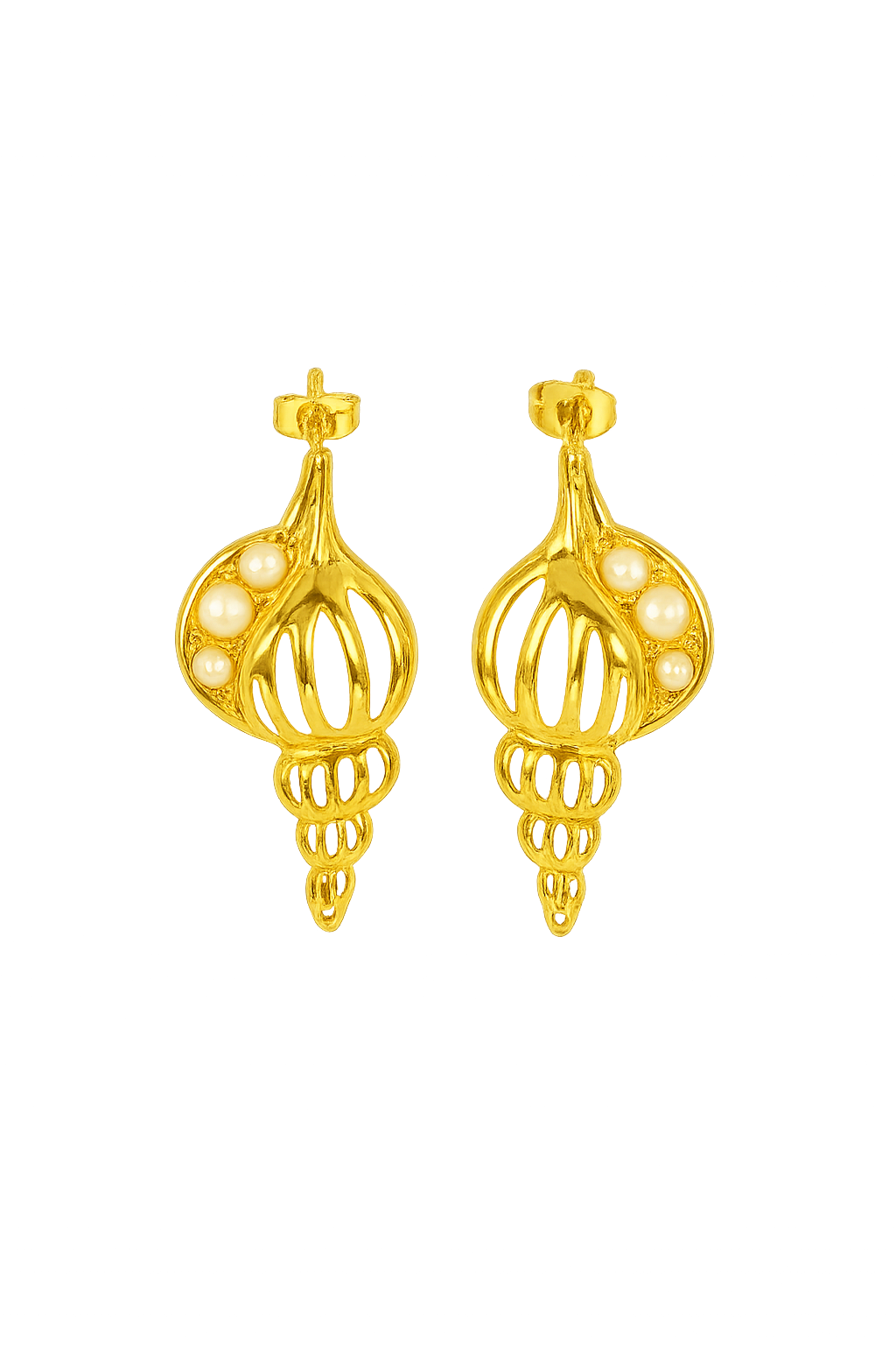 IG Style Conch 304 Stainless Steel 18K Gold Plated Ear Studs
