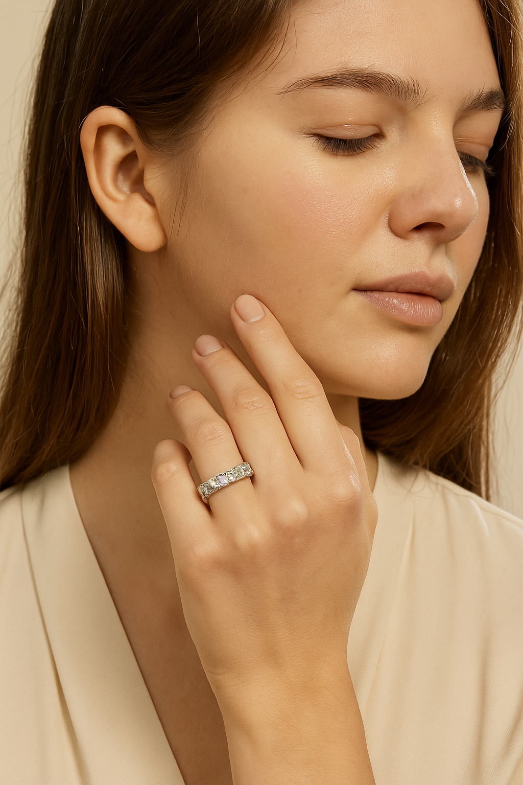 Dylam Trendy Customize Hochwertiger Ewigkeitsring Strahlender Bling Wunderschöner Jubiläums-Verlobungsring Sterlingsilber