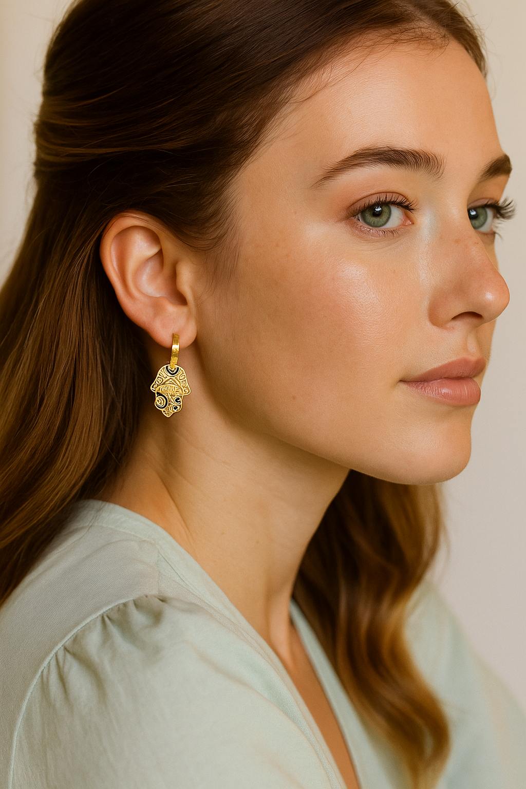 18K Gold Filled Hamsa Earrings