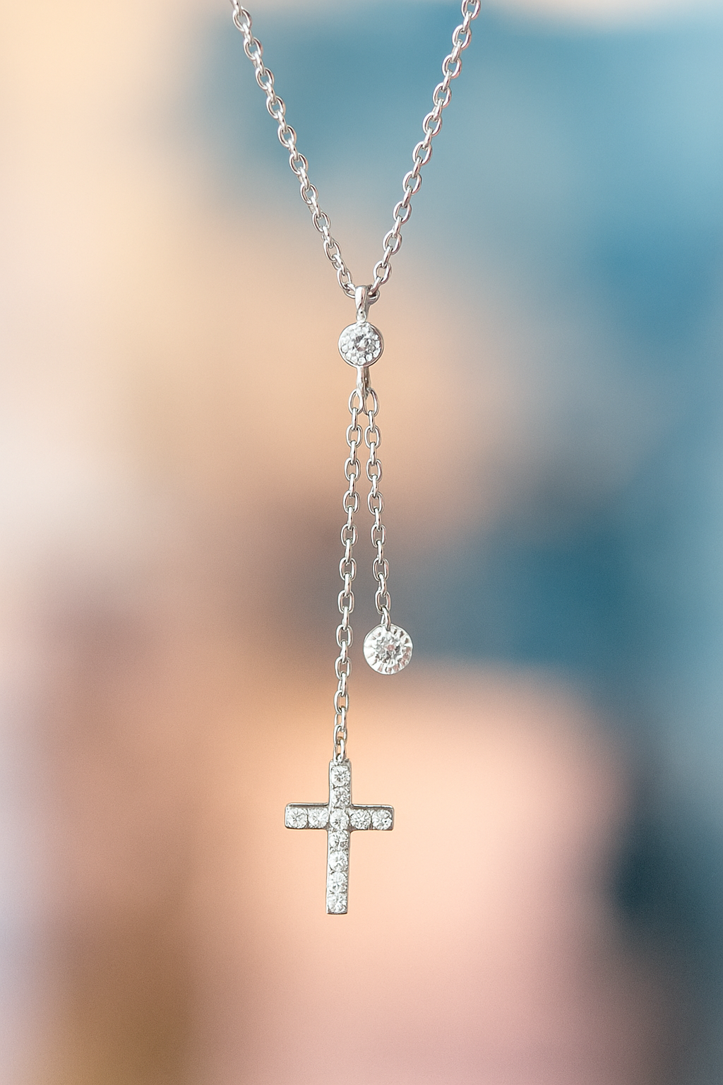 925 Sterling Silver Rack Plated cable chain Plating Cross Pendant Necklace