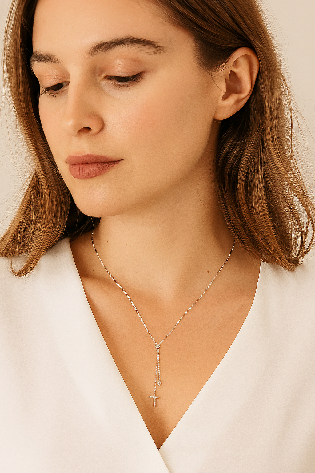 925 Sterling Silver Rack Plated cable chain Plating Cross Pendant Necklace