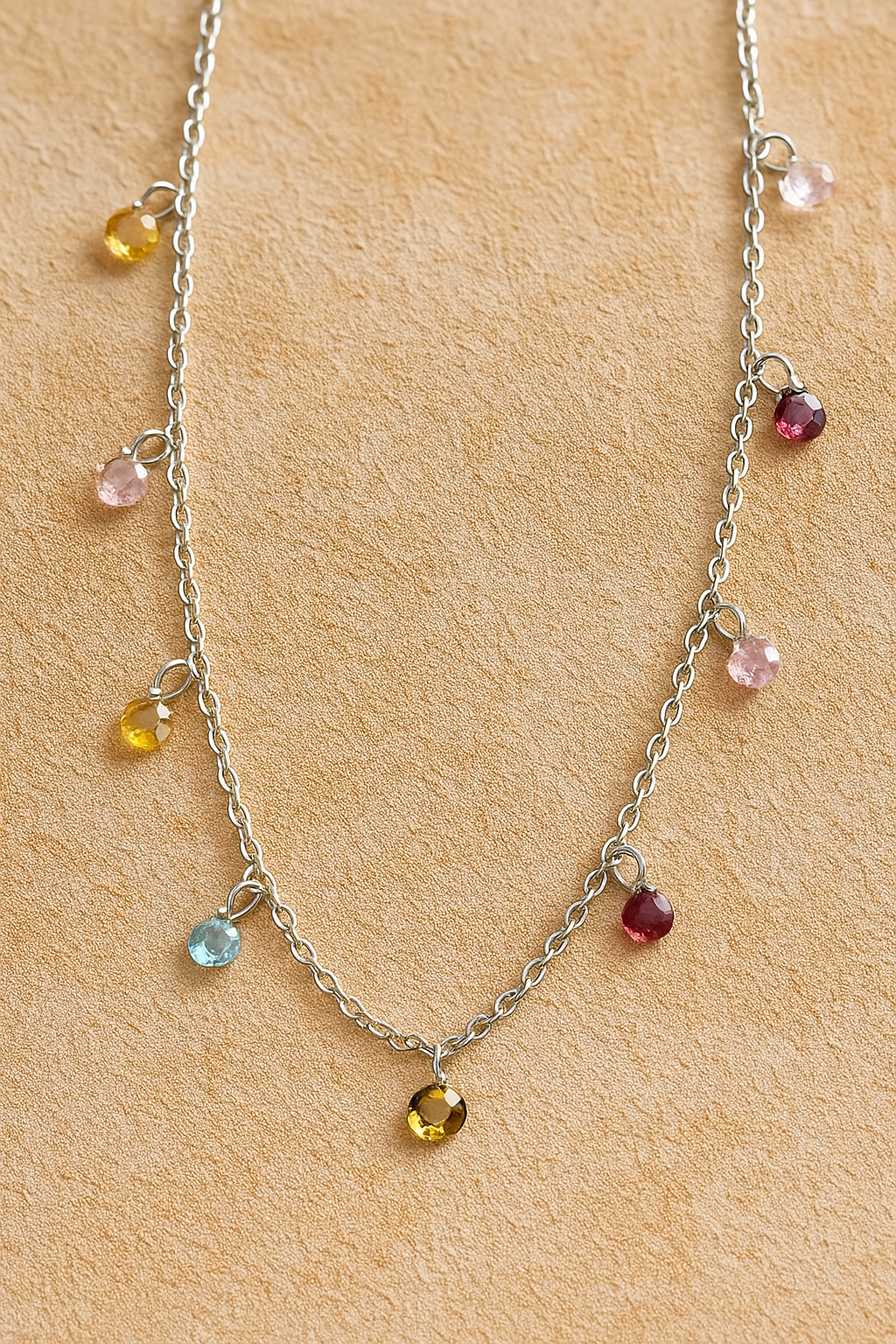 1 Piece 925 Sterling Silver Round 925 sterling silver cable chain Multi Charms Necklace