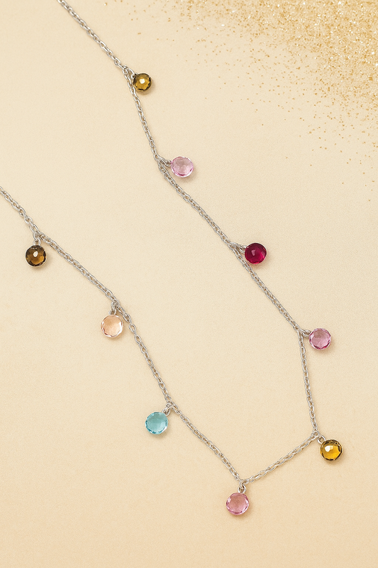 1 Piece 925 Sterling Silver Round 925 sterling silver cable chain Multi Charms Necklace