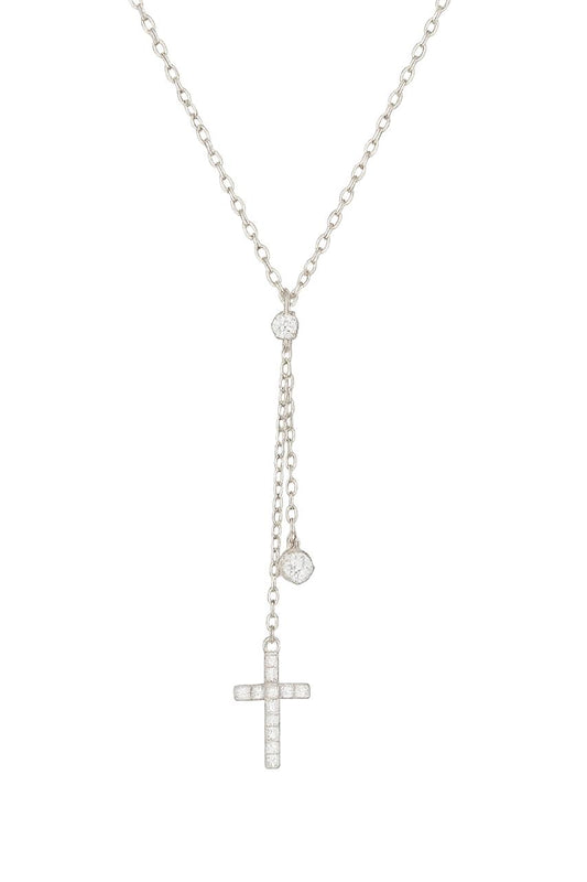 925 Sterling Silver Rack Plated cable chain Plating Cross Pendant Necklace