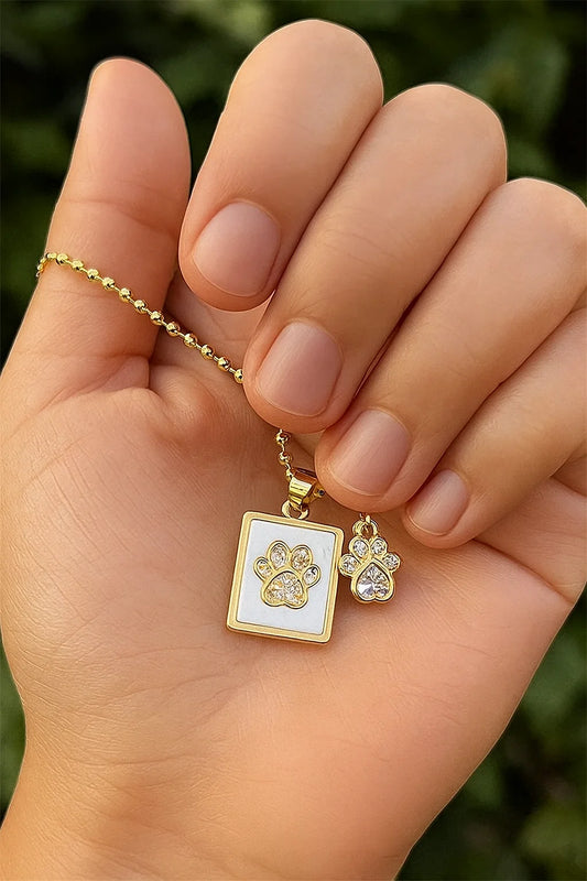 18K Gold Plated Paw Prints Pendant Necklace