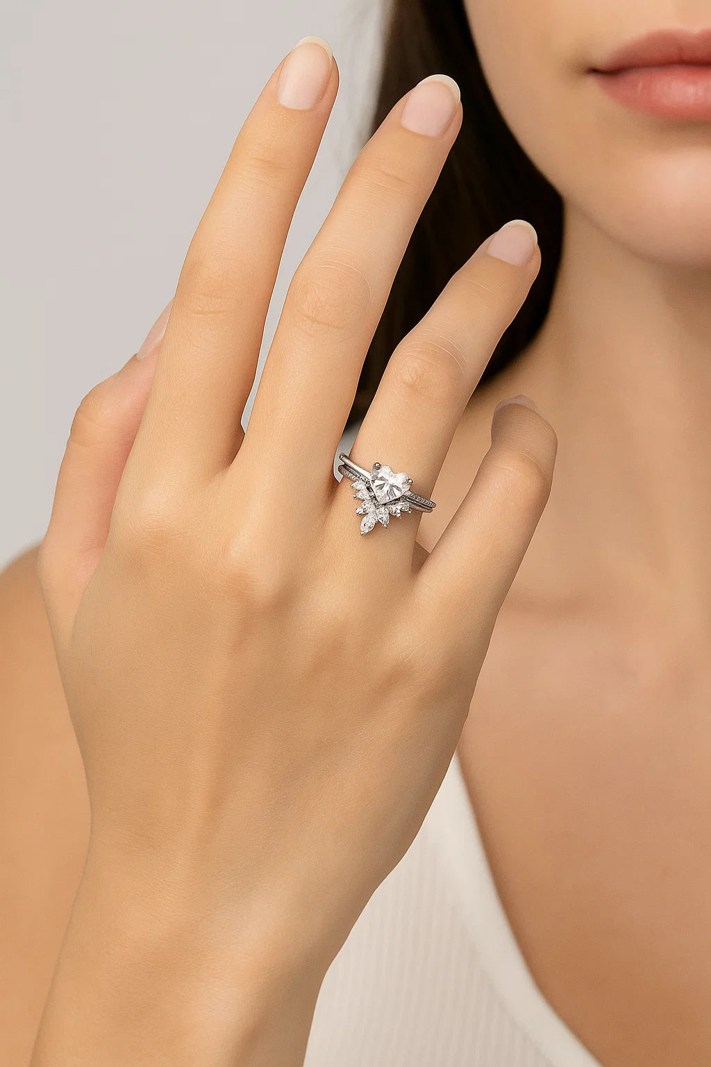 925 Sterling Silver White Gold Plated Zircon Solid Color Rings