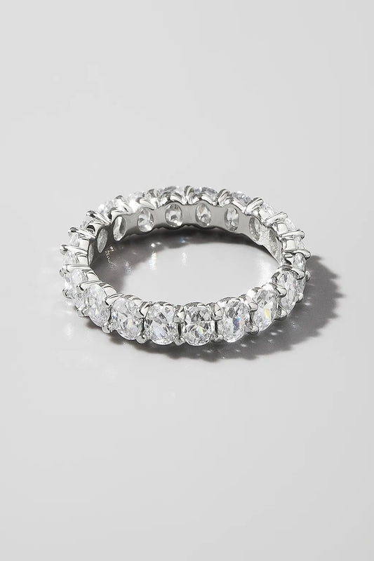 White Gold Plated 925 Sterling Silver Zircon Solid Color Rings