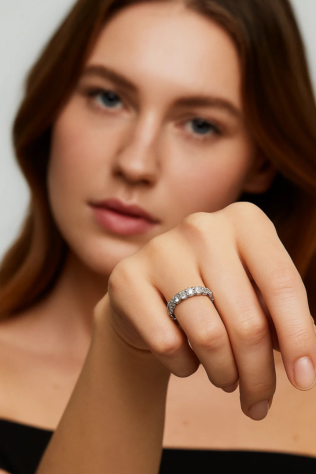 White Gold Plated 925 Sterling Silver Zircon Solid Color Rings