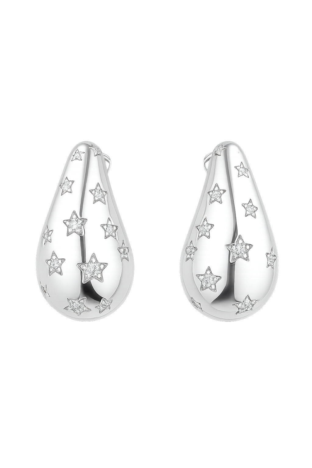 18k White Gold Plated Start Dot Earrings Tear Drop Ear Jewelry