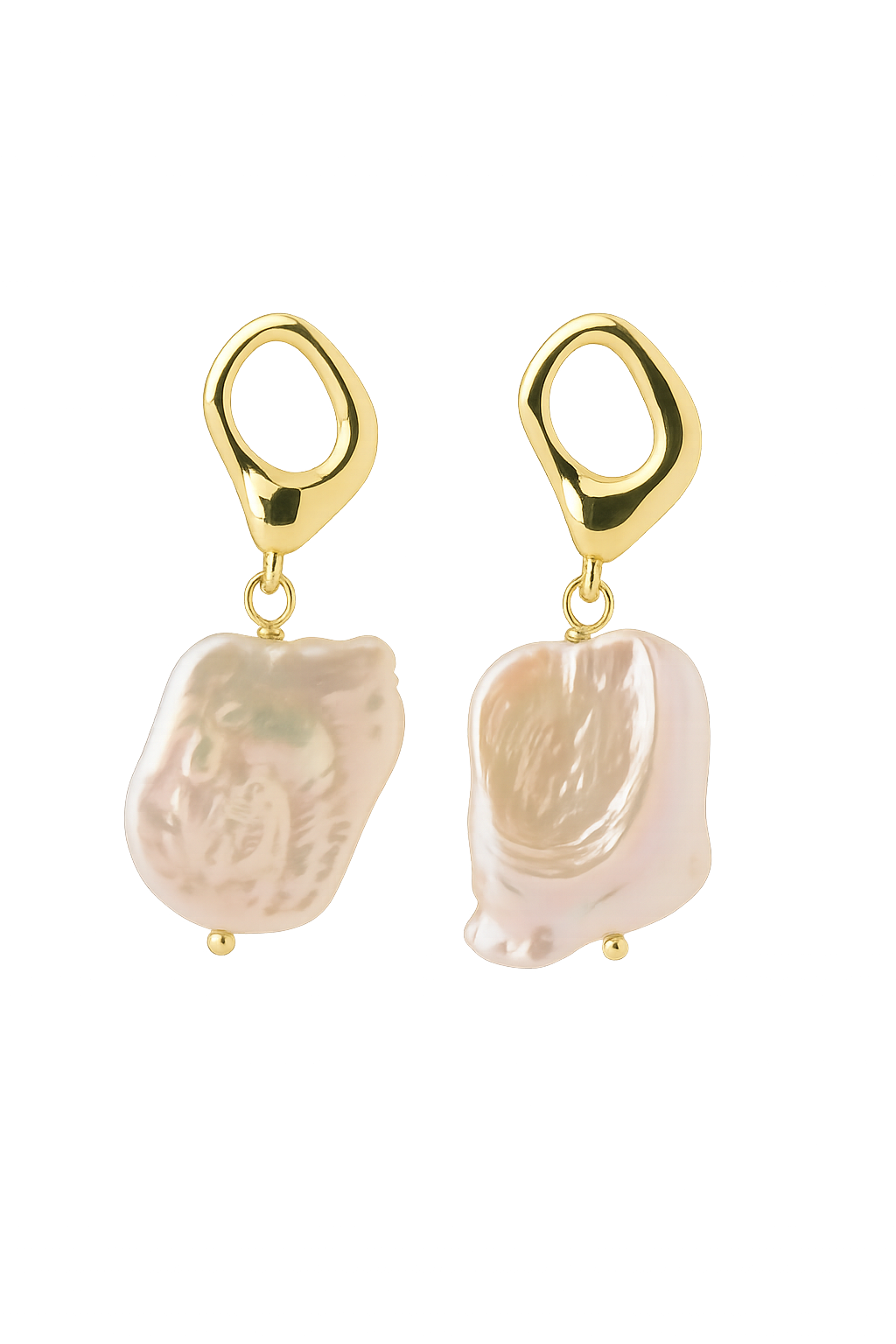 Gold Hoop Baroque Original Freshwater Pearl 18K Gold Plated Earrings