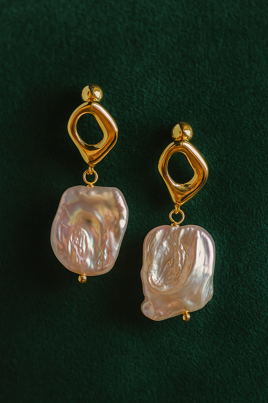 Gold Hoop Baroque Original Freshwater Pearl 18K Gold Plated Earrings