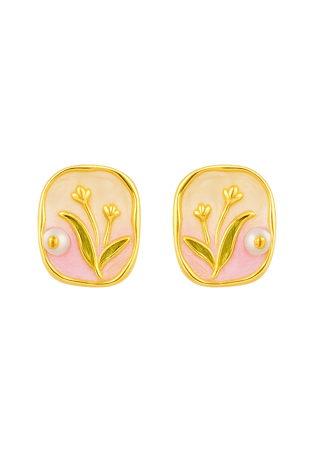 Floral Glazed Ear Stud