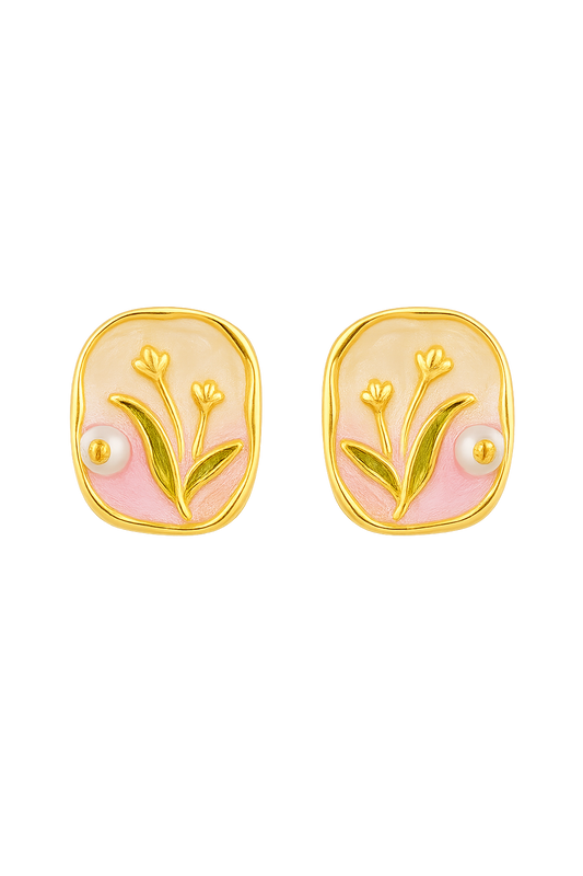 Floral Glazed Ear Stud