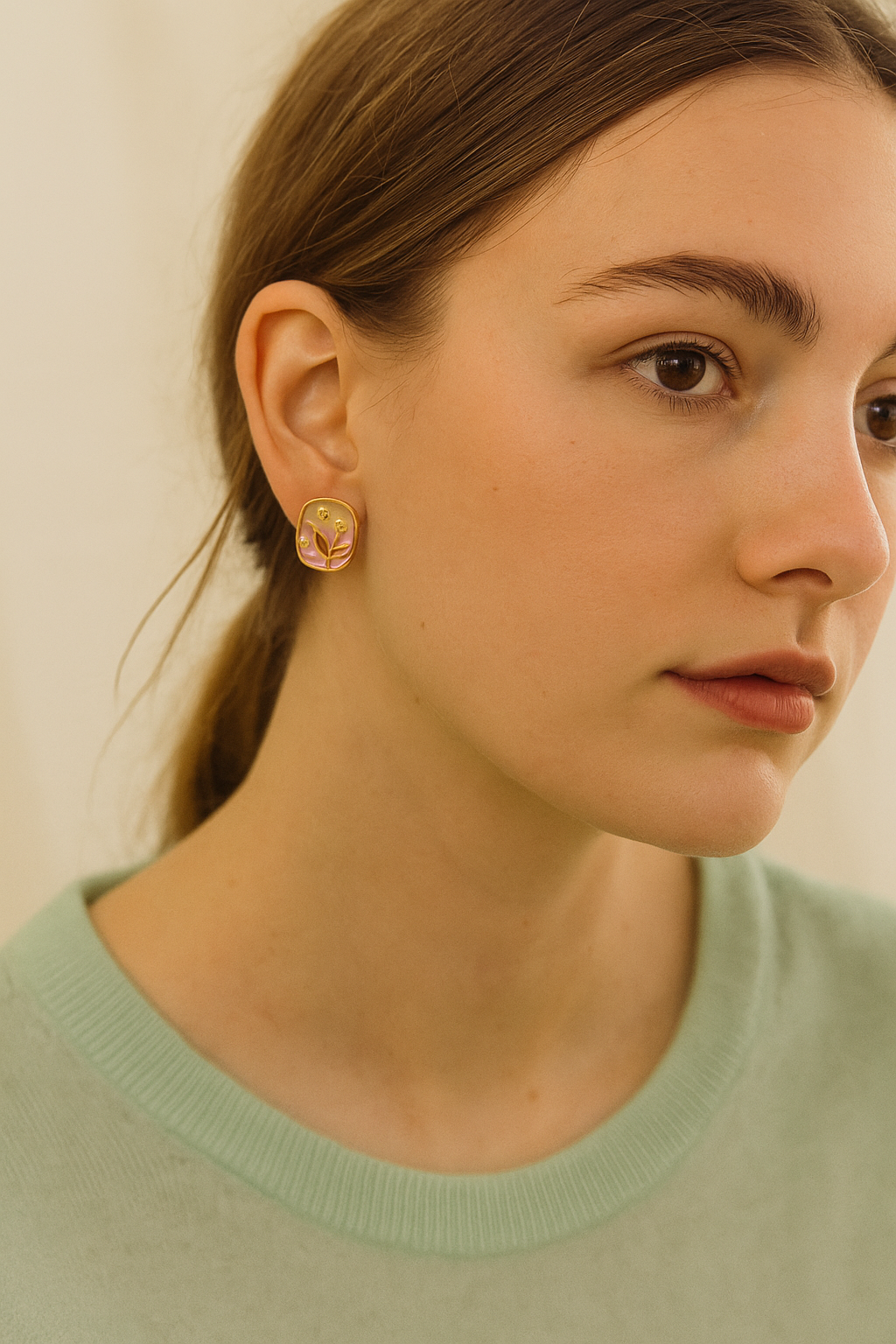 Floral Glazed Ear Stud