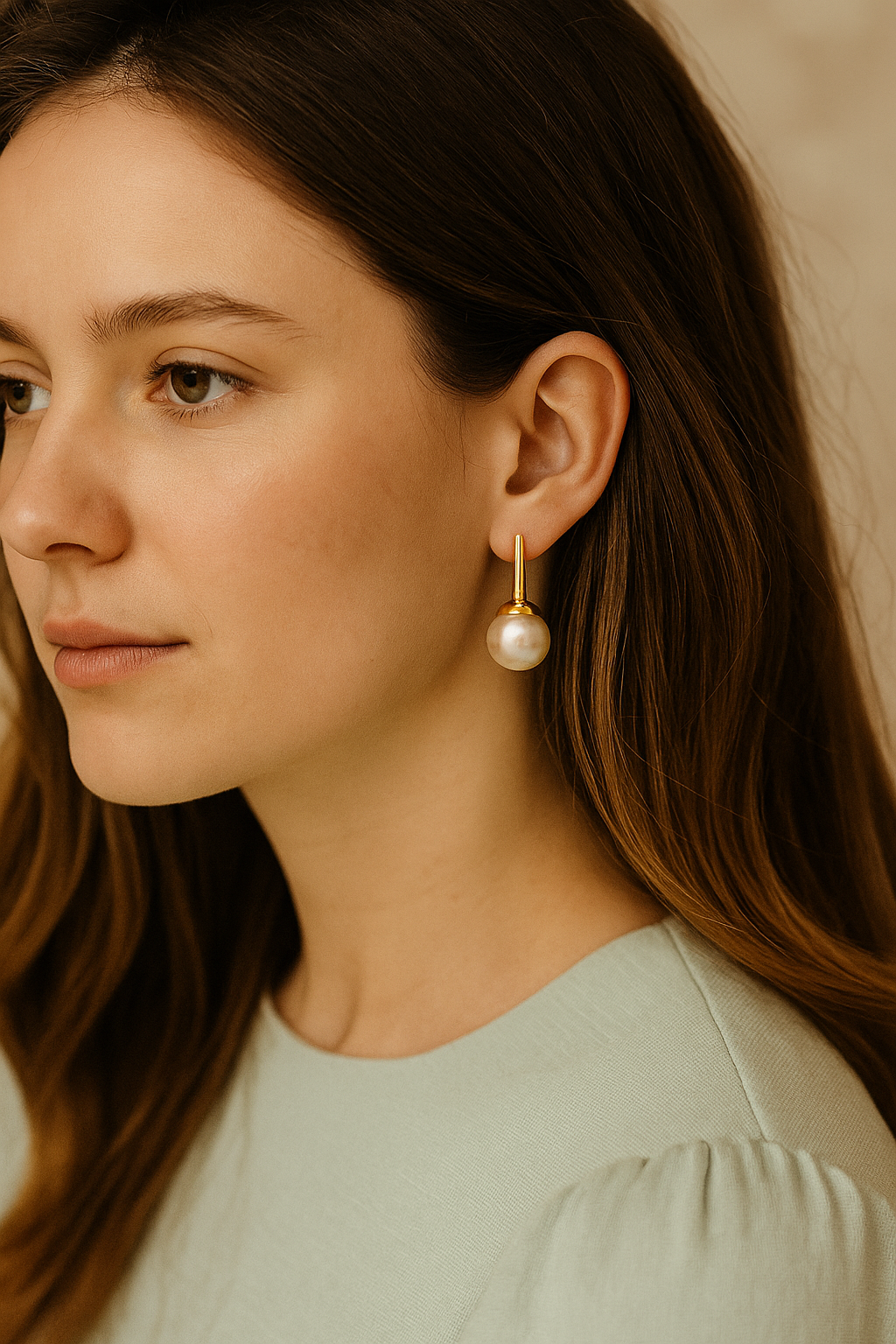 Stainless Steel 18K Gold Plated Stud Earrings With Resin Pendan