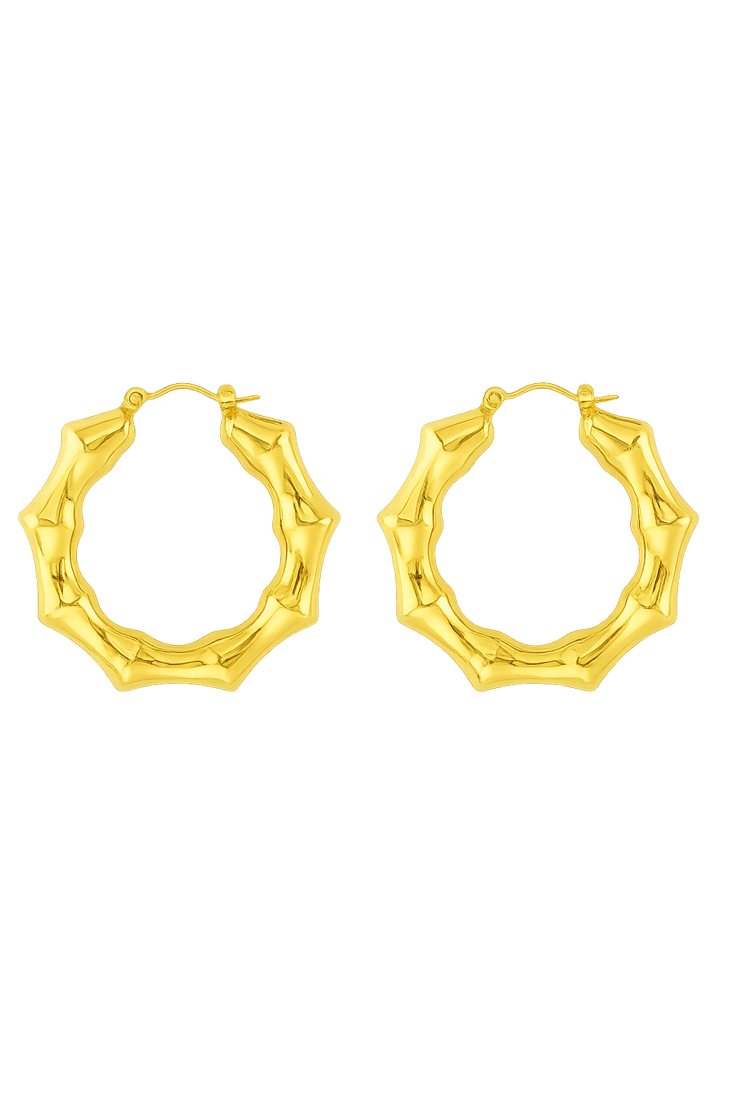 18K Gold Plated Bamboo Hoop Earrings