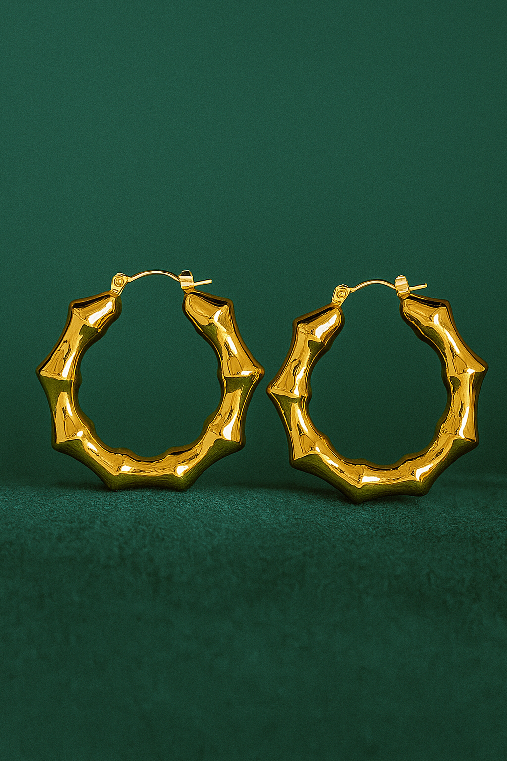 18K Gold Plated Bamboo Hoop Earrings