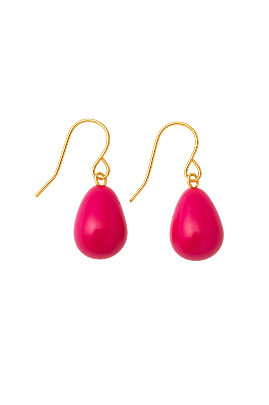 Simple Elegant Colorful 18K Golden Plated Teardrop Earrings