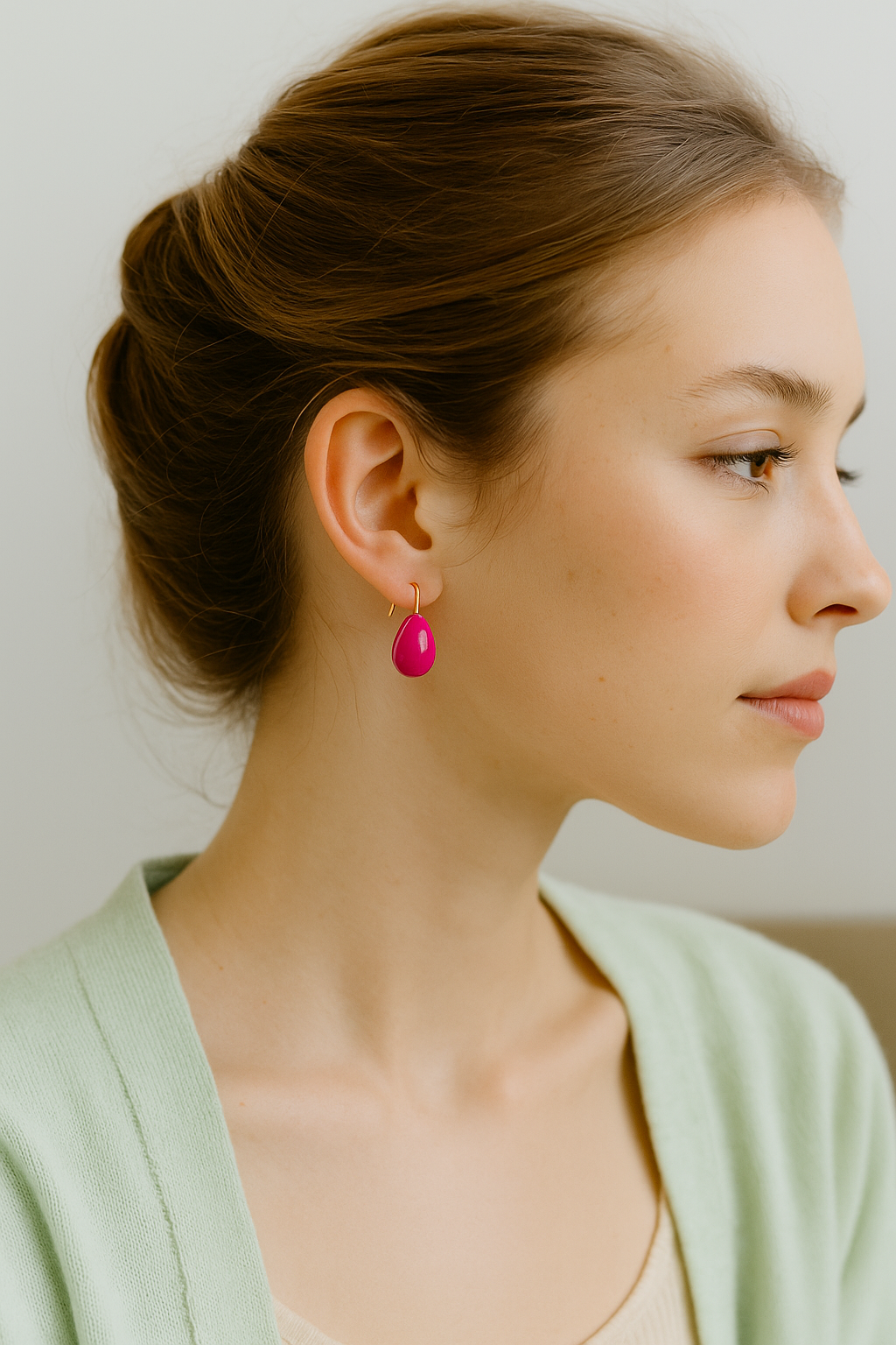 Simple Elegant Colorful 18K Golden Plated Teardrop Earrings