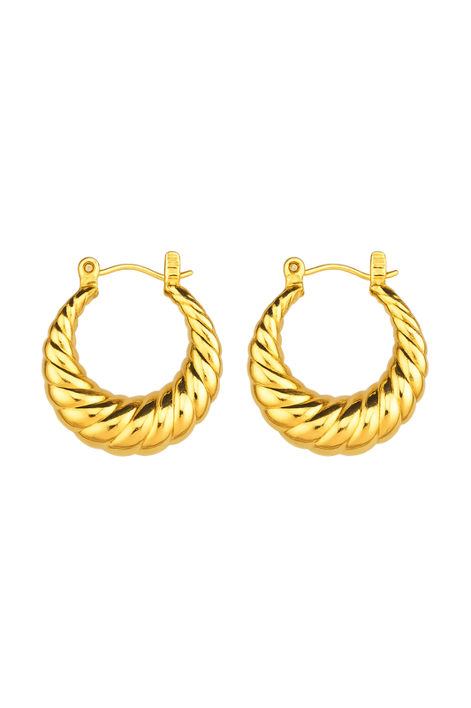 18K Gold Plated Bull Horn Shaped Earrings With 18k Gold Plating, Allergy-free