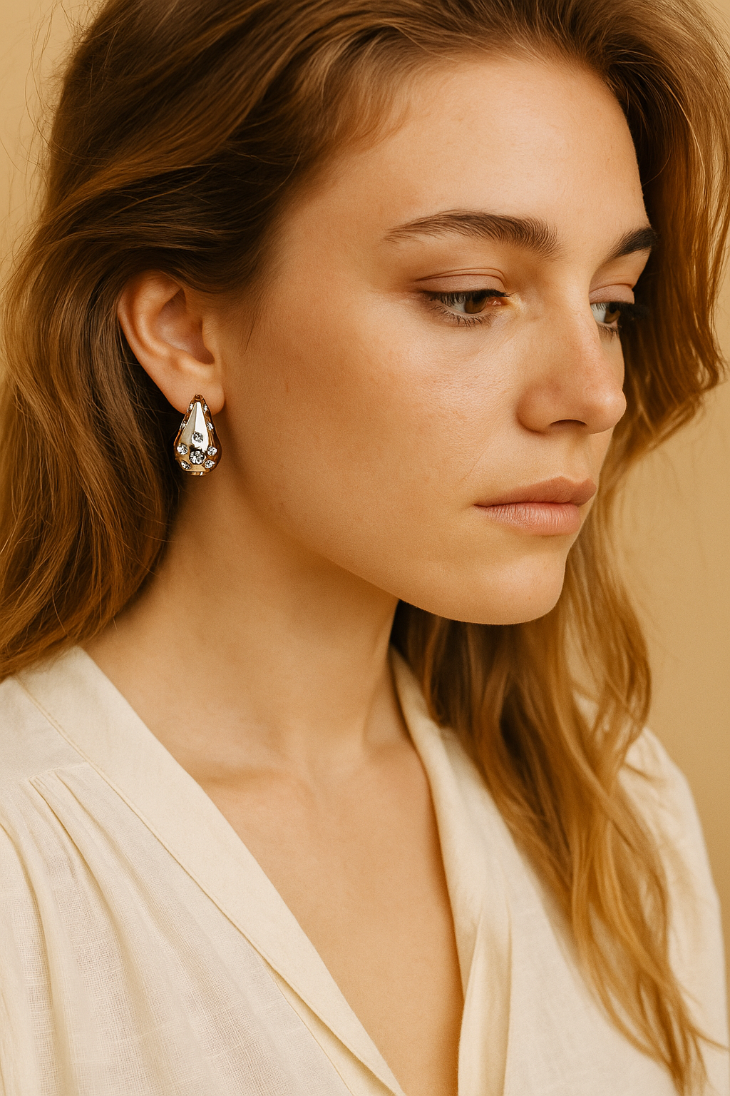 Crystal Water Drop Clip On Earrings