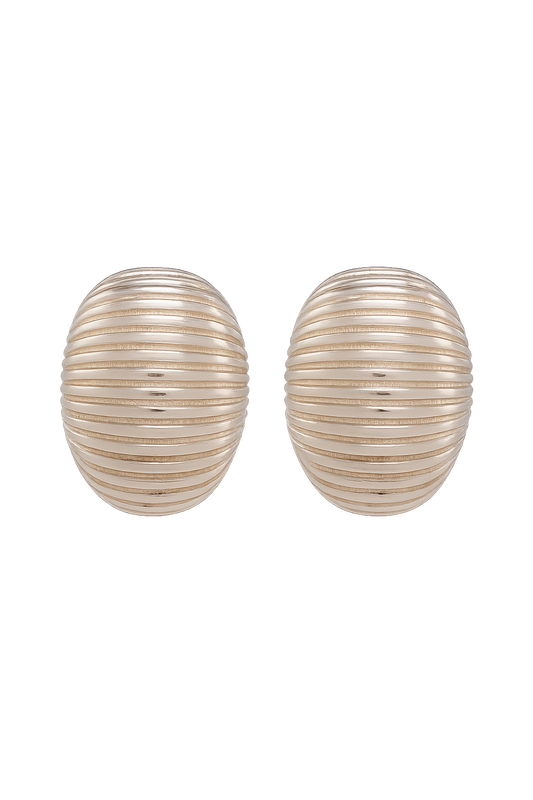 Cross-Grain Oval Carapace Stainless Steel Earrings