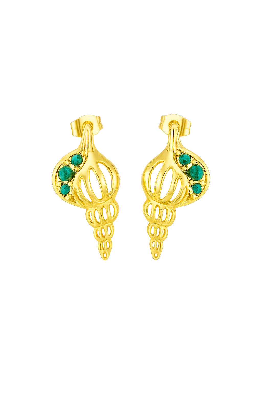 IG Style Conch 304 Stainless Steel 18K Gold Plated Ear Studs