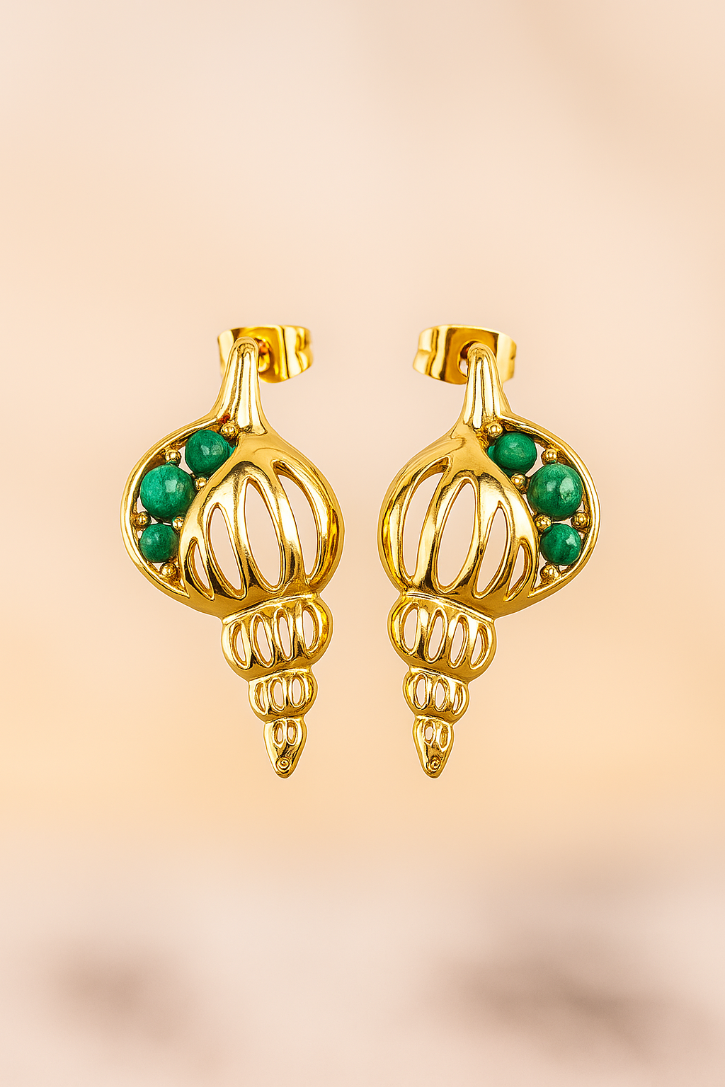 IG Style Conch 304 Stainless Steel 18K Gold Plated Ear Studs