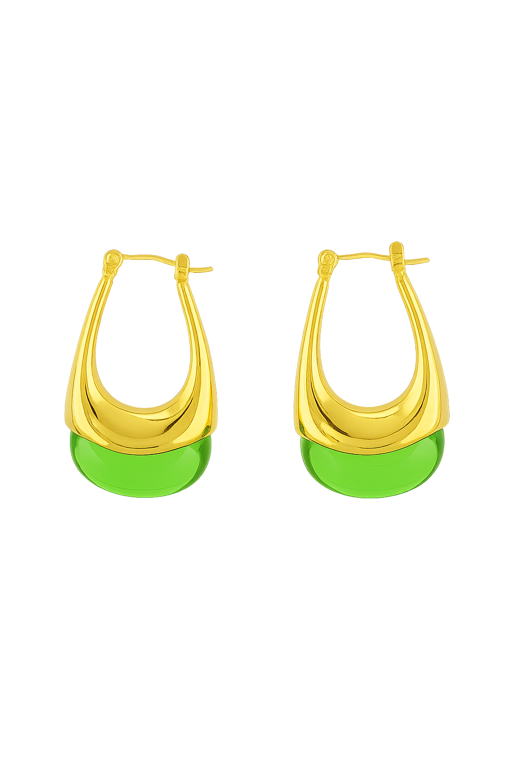 18K Gold Plated Jade Drop Hoop Earrings