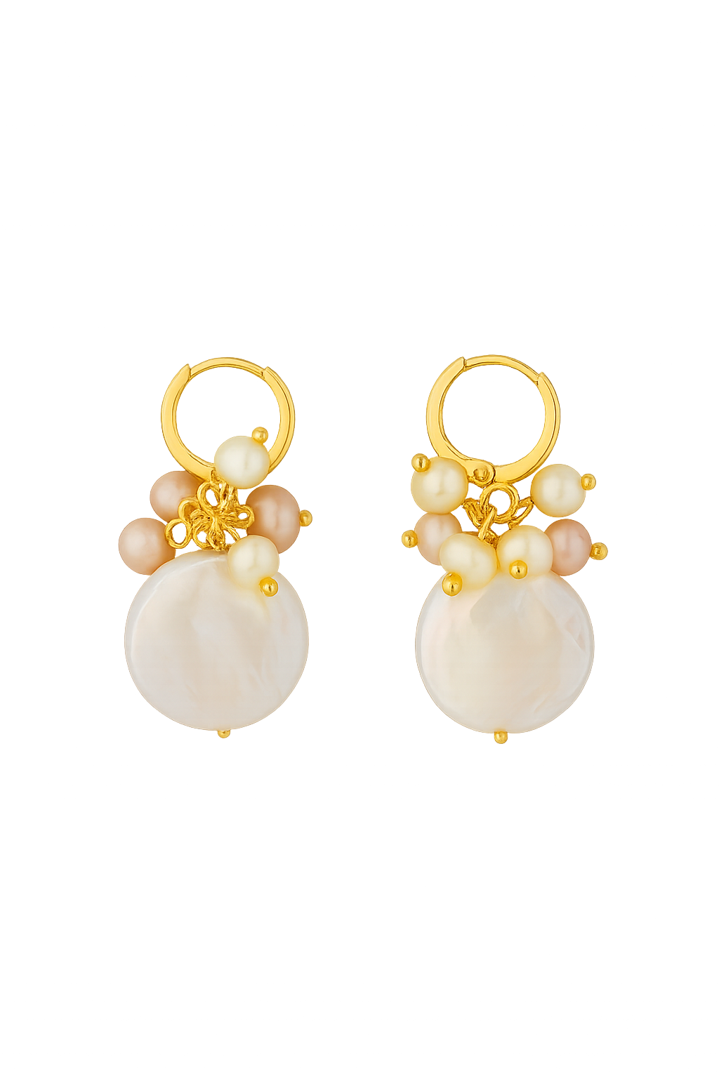 14k Solid Gold Pearl Huggie Hoop Earring