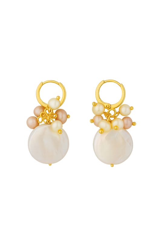 14k Solid Gold Pearl Huggie Hoop Earring