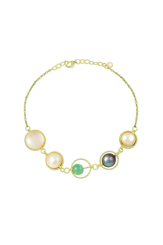 Freshwater Pearl & Beaded Bracelet - Made in 18K Gold Plated