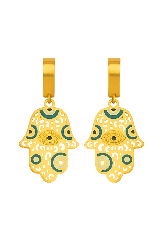18K Gold Filled Hamsa Earrings