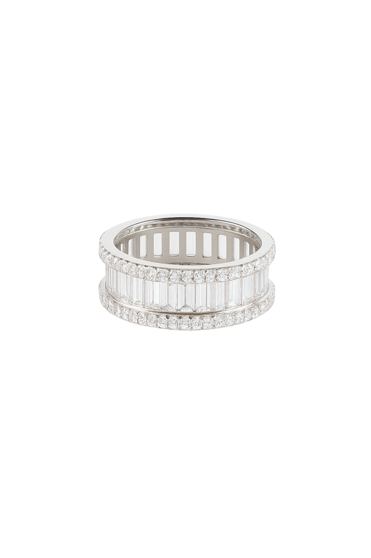 Sterling Silver 925 Plated Princess Cut Eternity Wedding Band Ring