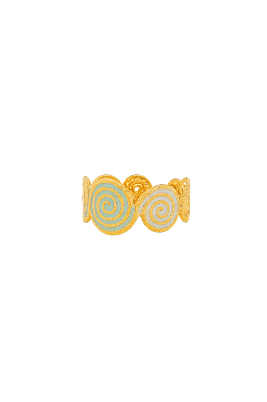 Sweet Girl Style Oil Drip Thread Stainless Steel Gold-Plated Open Ring - 18K