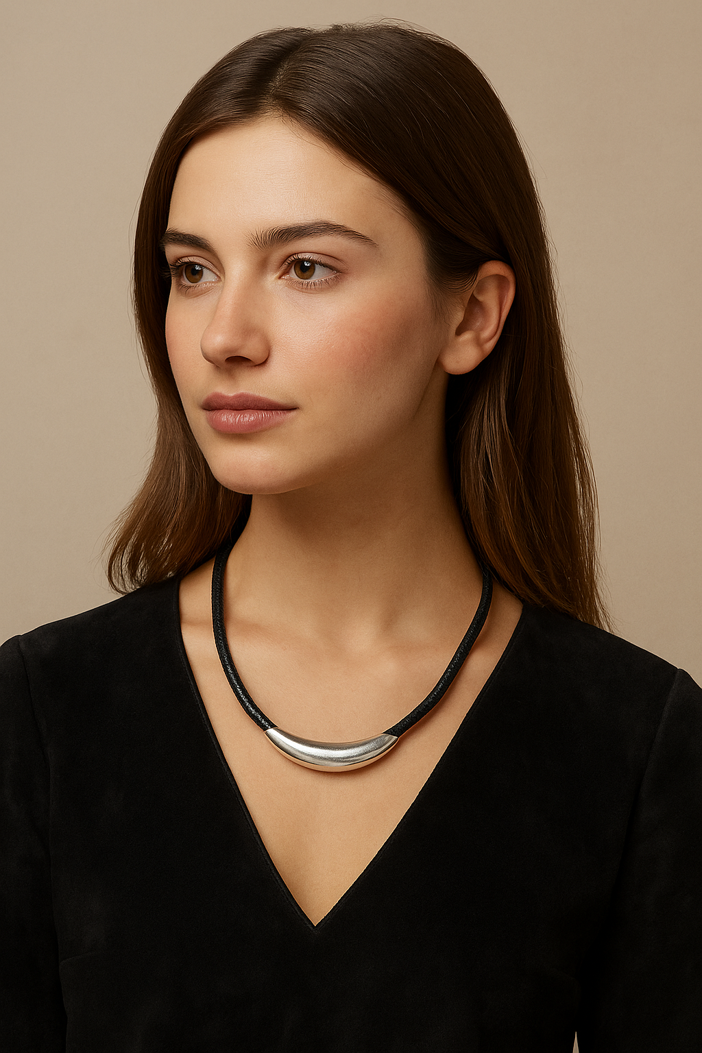 Simple and Thick Stainless Steel Chain Tube Choke Ring Necklace