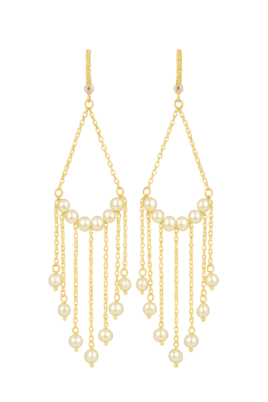 Beads-Studded Contemporary Drop Earrings