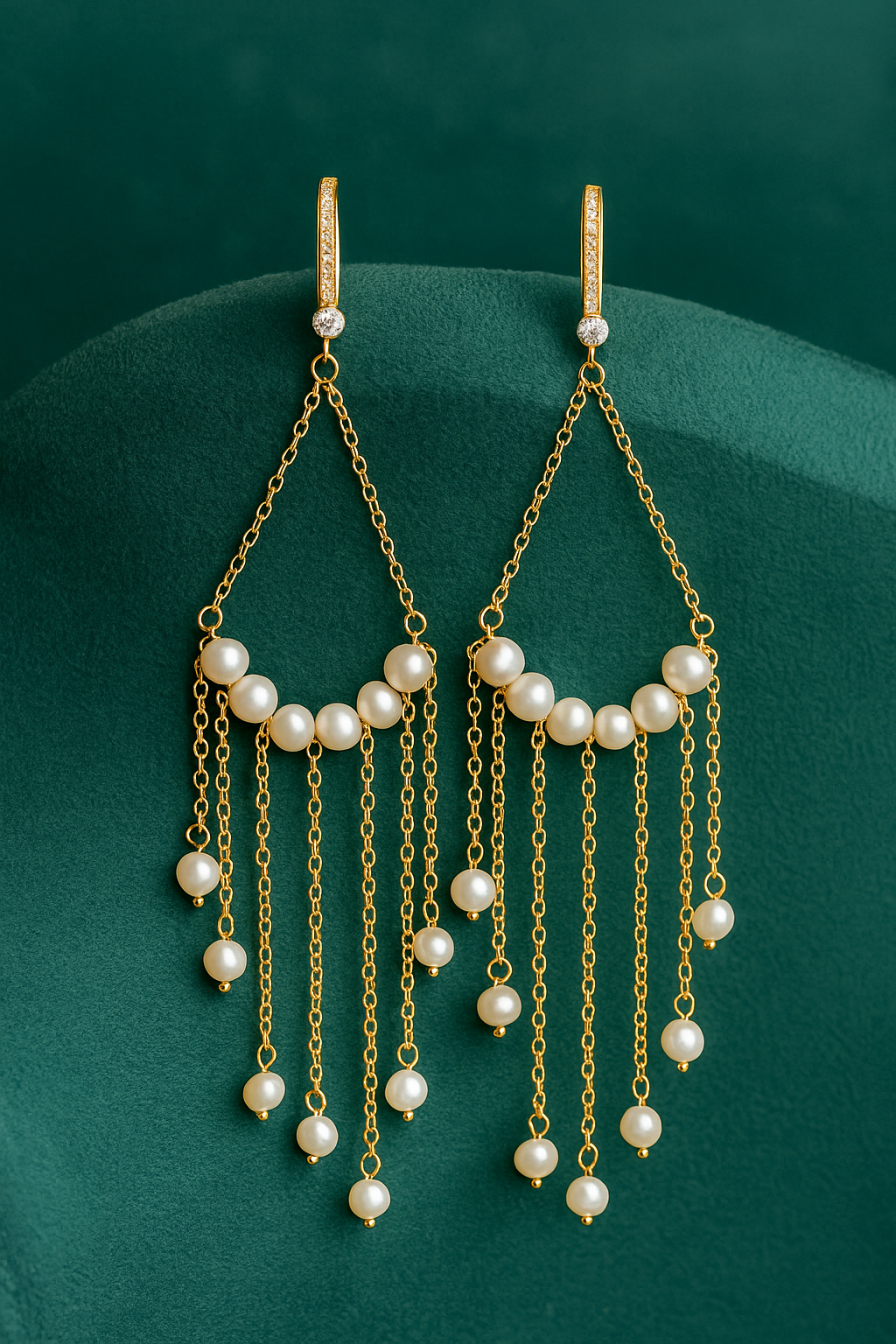 Beads-Studded Contemporary Drop Earrings