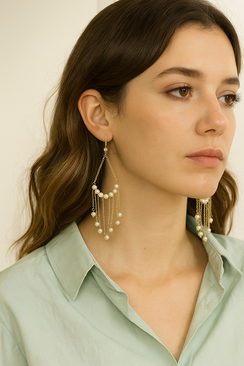 Beads-Studded Contemporary Drop Earrings