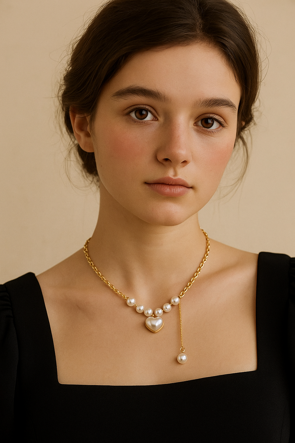 Stainless Steel Heart Pendant Necklace - Minimalist Elegant Jewelry with Golden-Tone Chain, Durable Tarnish-Resistant Design